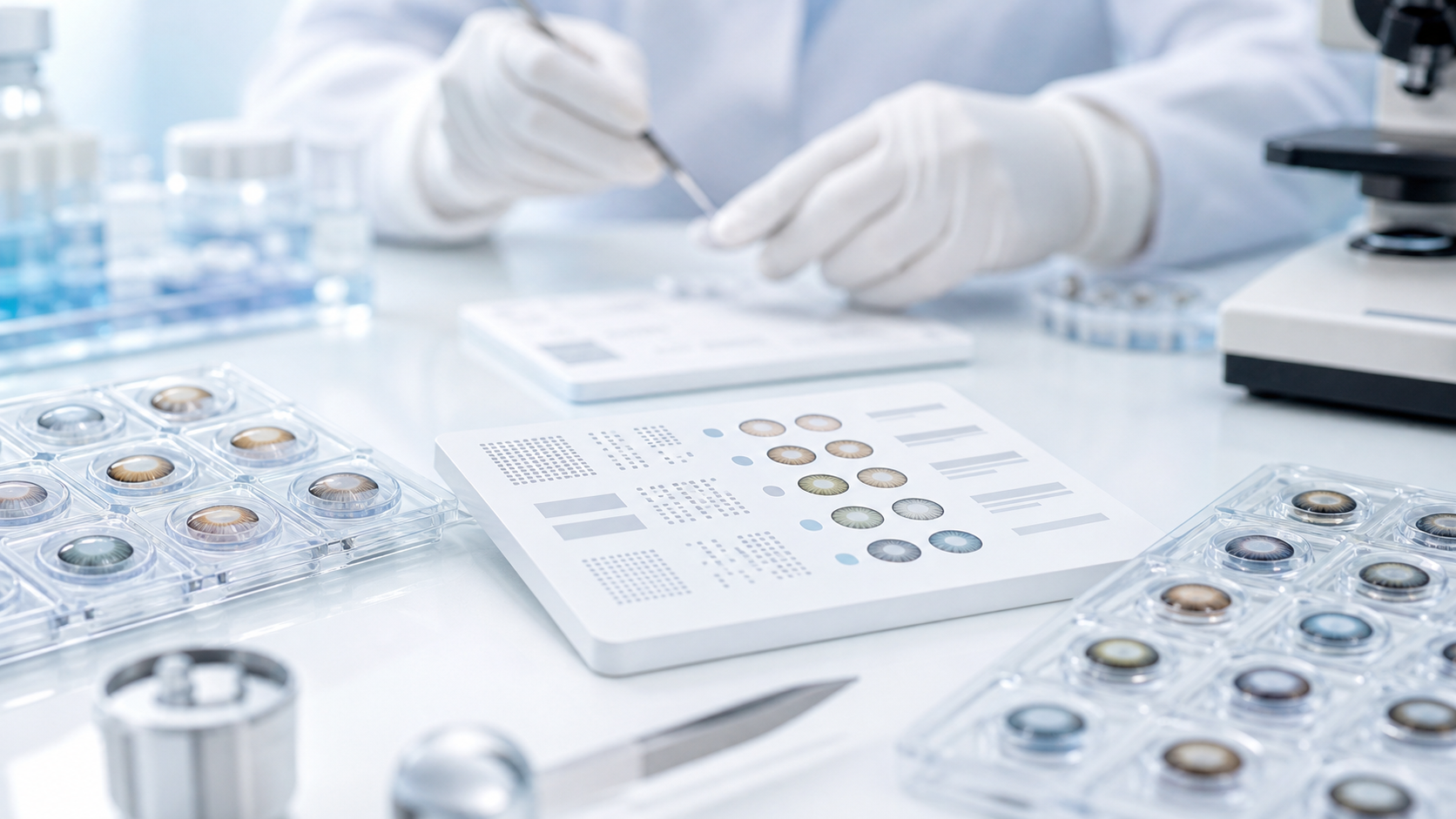Colored contact lens OEM sampling and product evaluation