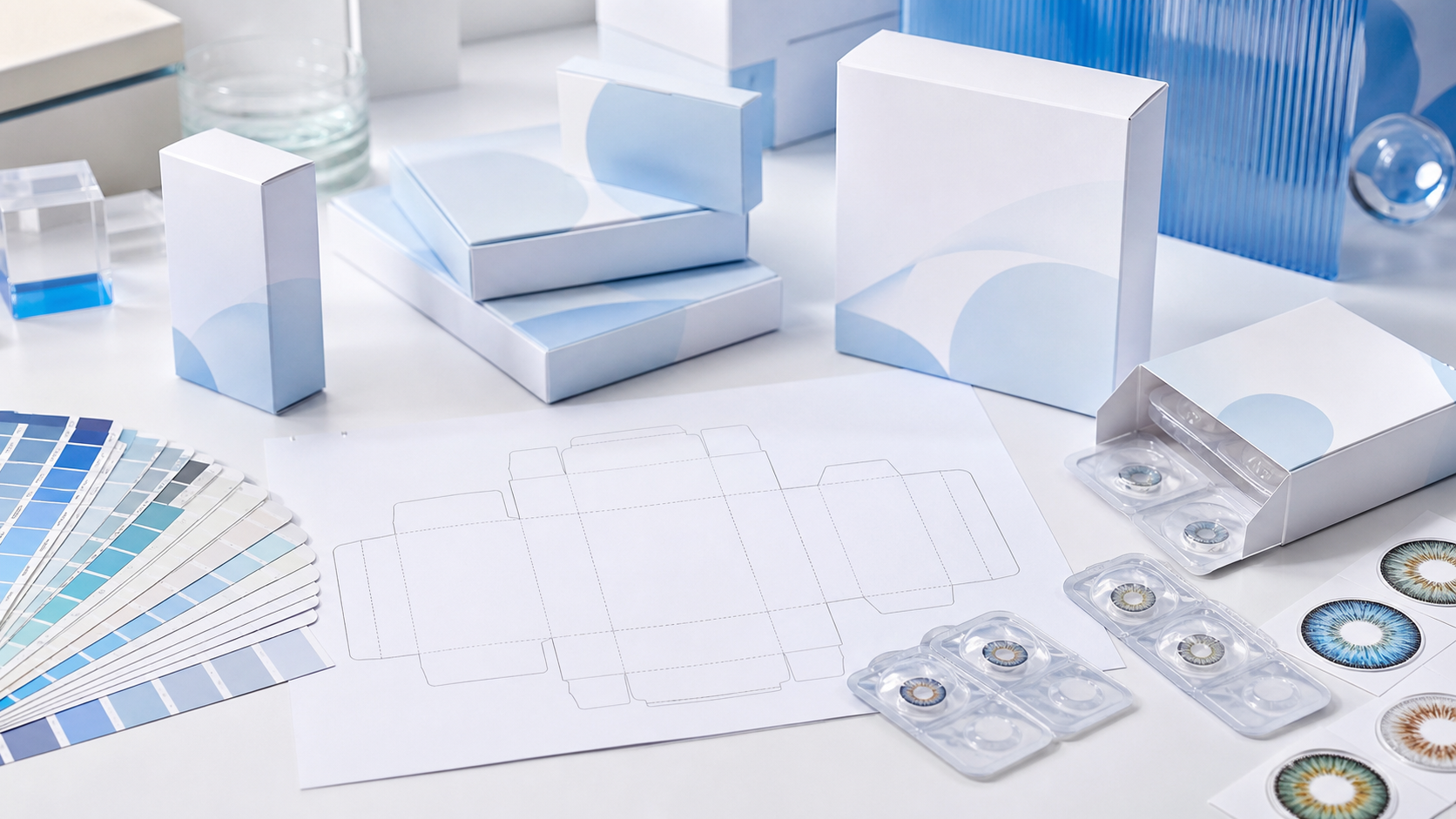 Contact lens private label packaging customization and samples